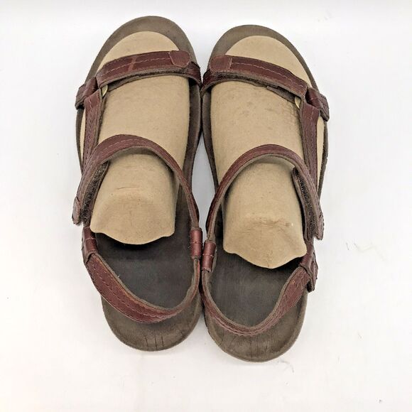 Teva 4218 Brown Leather Sandal Women's 7 Hook & Loop Slip Resistant Strappy Shoe - Picture 5 of 10